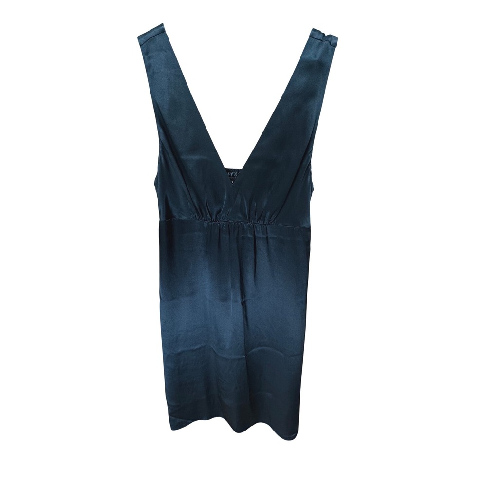 The Limited Dress Womens 4 Teal Blue Silk Empire Waist Smocked Mini Party Y2K